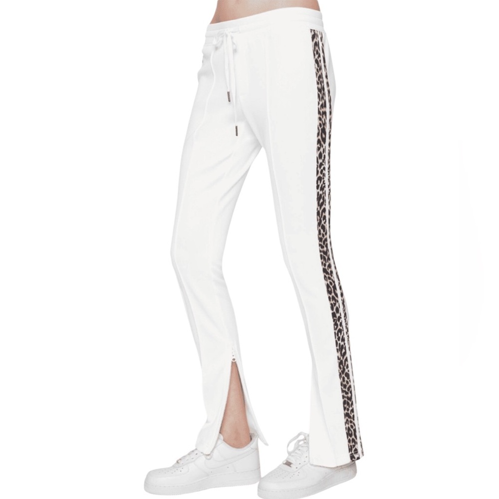 PAM & GELA OFF-WHITE Leopard Animal Print Side Trim Women's Pants